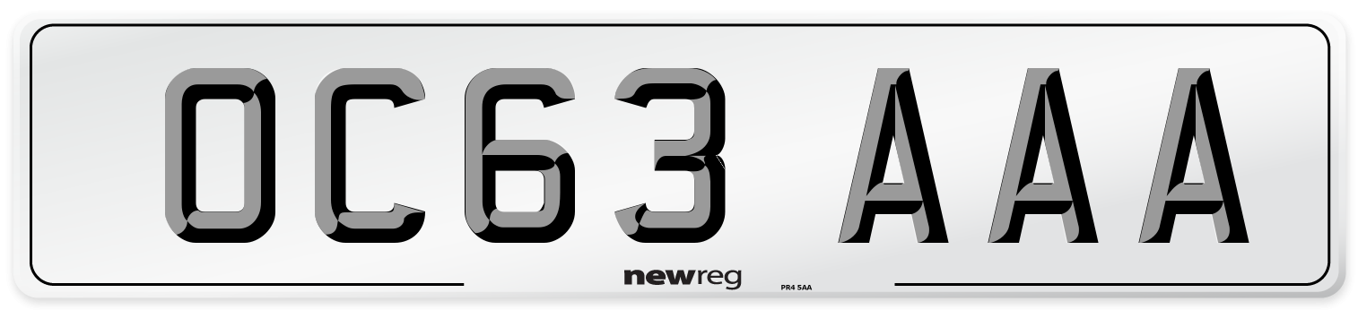 OC63 AAA Number Plate from New Reg